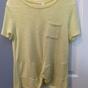 Yellow Alya Front Knot Pocket Tee